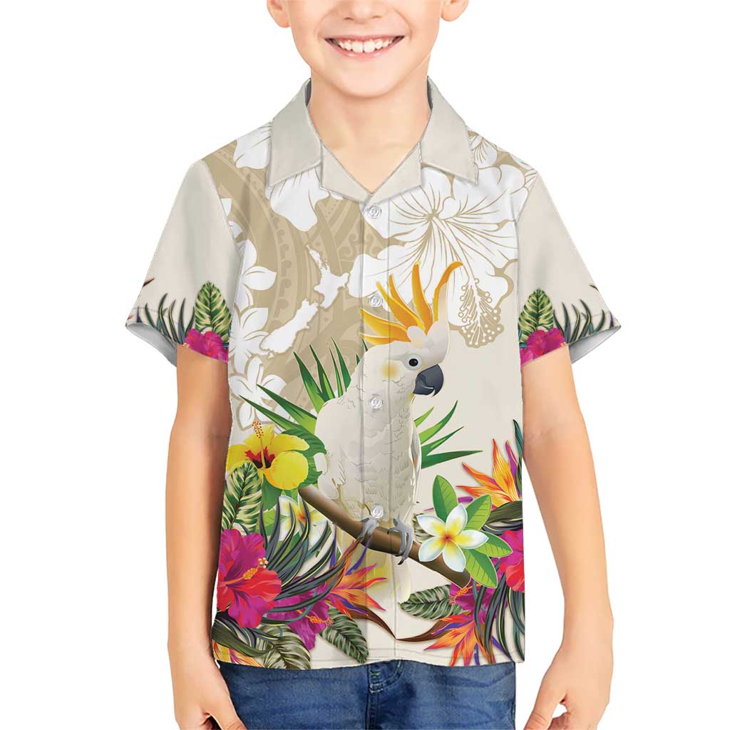 New Zealand Cacatua Galerita Hawaiian Shirt Aotearoa Cockatoo Tropical Flowers - Vibe Hoodie Shop