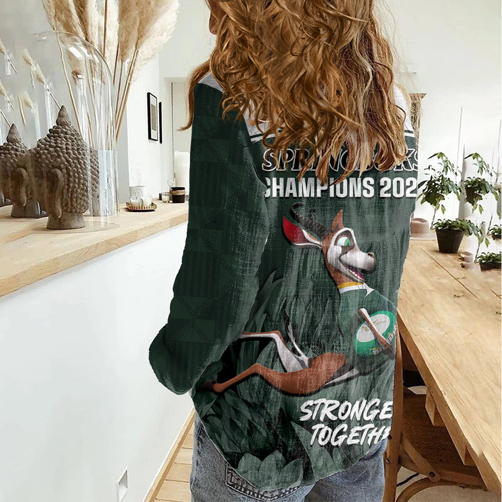 South Africa Rugby Women Casual Shirt Springboks 4th Champions World Cup Proud Bokke - Vibe Hoodie Shop