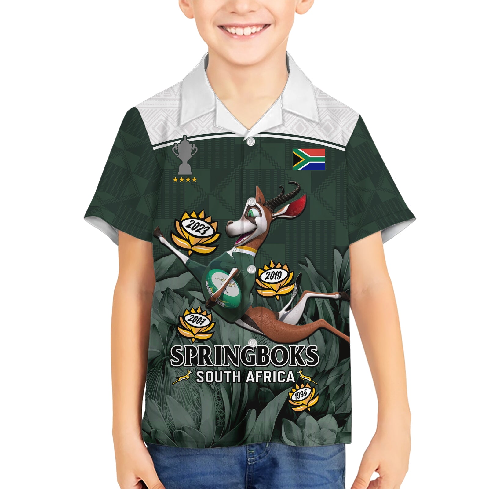 Custom South Africa Rugby Hawaiian Shirt Springboks 4th Champions World Cup Proud Bokke - Vibe Hoodie Shop