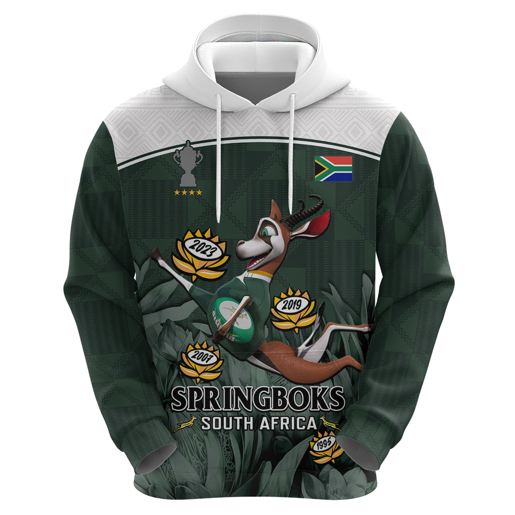 Custom South Africa Rugby Hoodie Springboks 4th Champions World Cup Proud Bokke - Vibe Hoodie Shop