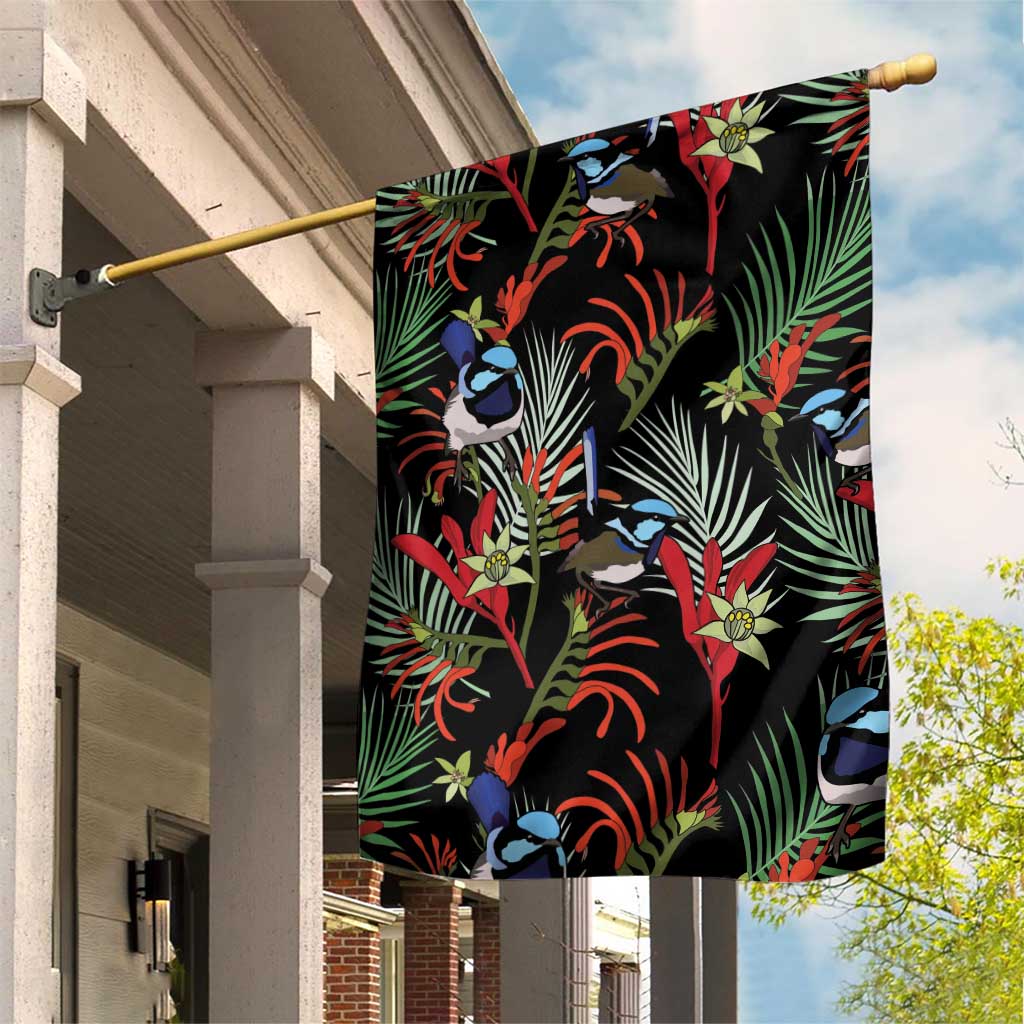 Australia Kangaroo Paw And Splendid Fairy-wren Garden Flag Sameless Style - Vibe Hoodie Shop
