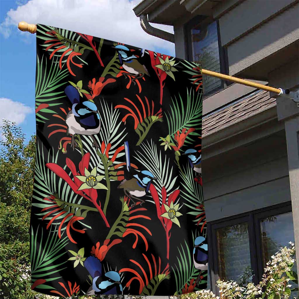 Australia Kangaroo Paw And Splendid Fairy-wren Garden Flag Sameless Style - Vibe Hoodie Shop