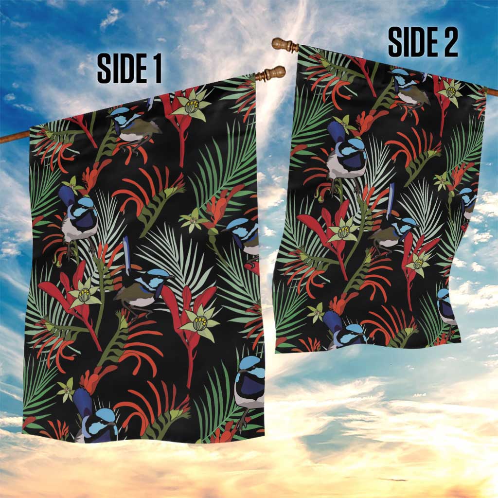 Australia Kangaroo Paw And Splendid Fairy-wren Garden Flag Sameless Style - Vibe Hoodie Shop