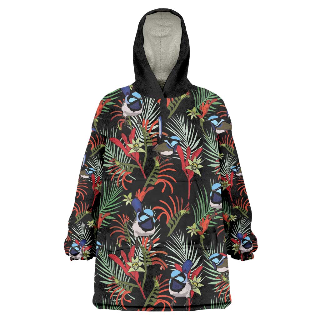 Australia Kangaroo Paw And Splendid Fairy-wren Wearable Blanket Hoodie Sameless Style - Vibe Hoodie Shop