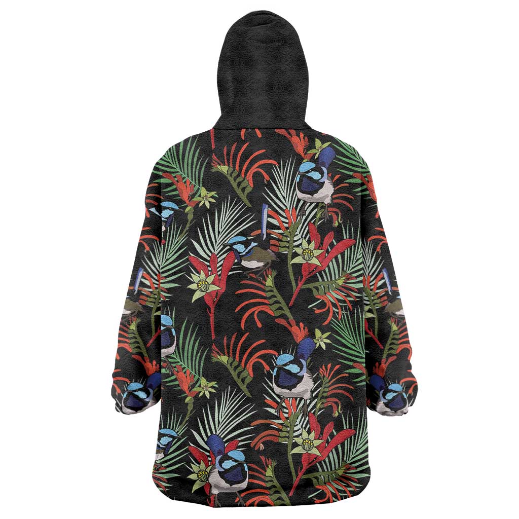 Australia Kangaroo Paw And Splendid Fairy-wren Wearable Blanket Hoodie Sameless Style - Vibe Hoodie Shop