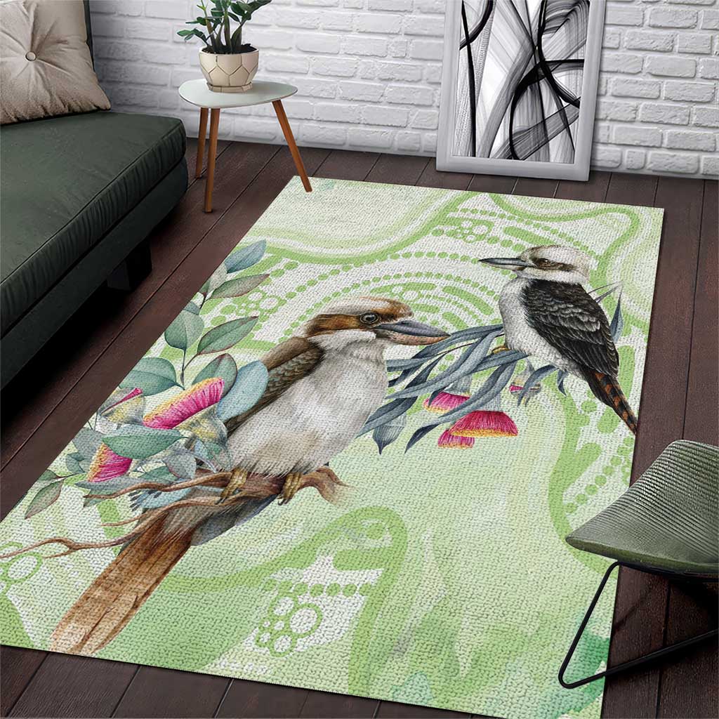 Australia Gumtree And Kookaburra Area Rug Aboriginal Art - Watercolor Style - Vibe Hoodie Shop