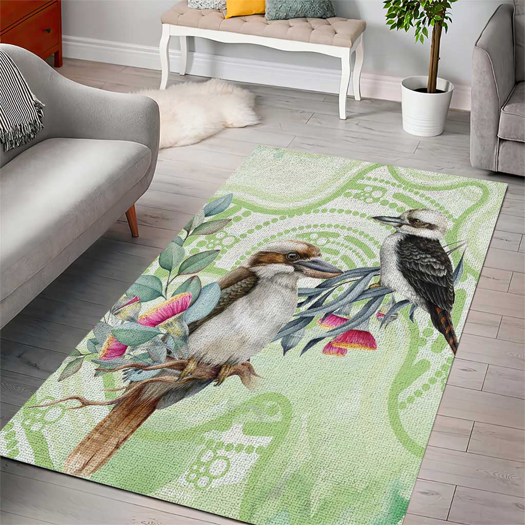 Australia Gumtree And Kookaburra Area Rug Aboriginal Art - Watercolor Style - Vibe Hoodie Shop