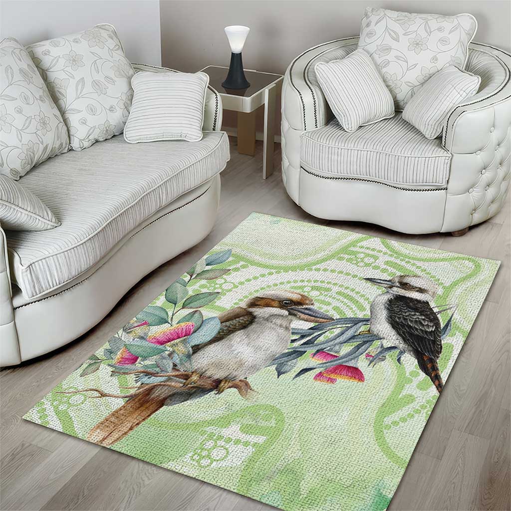 Australia Gumtree And Kookaburra Area Rug Aboriginal Art - Watercolor Style - Vibe Hoodie Shop