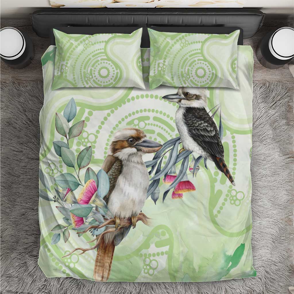 Australia Gumtree And Kookaburra Bedding Set Aboriginal Art - Watercolor Style - Vibe Hoodie Shop