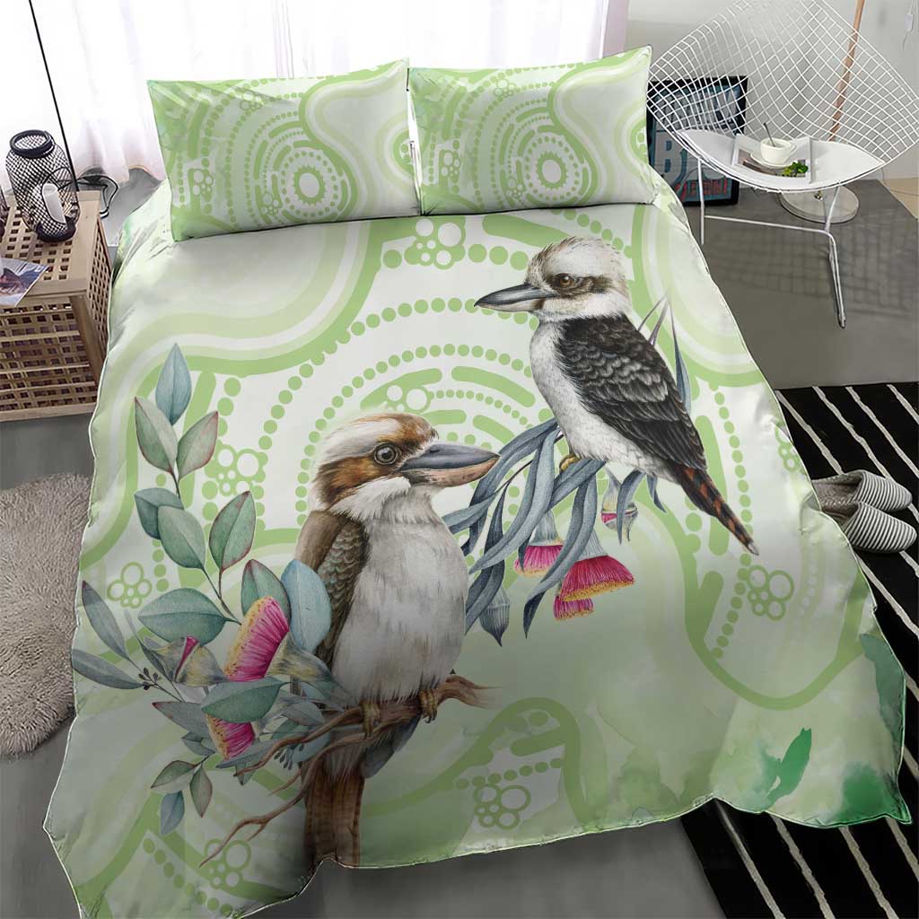 Australia Gumtree And Kookaburra Bedding Set Aboriginal Art - Watercolor Style - Vibe Hoodie Shop