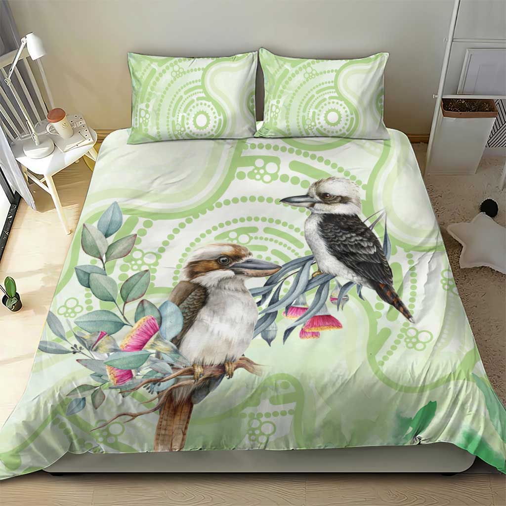 Australia Gumtree And Kookaburra Bedding Set Aboriginal Art - Watercolor Style - Vibe Hoodie Shop