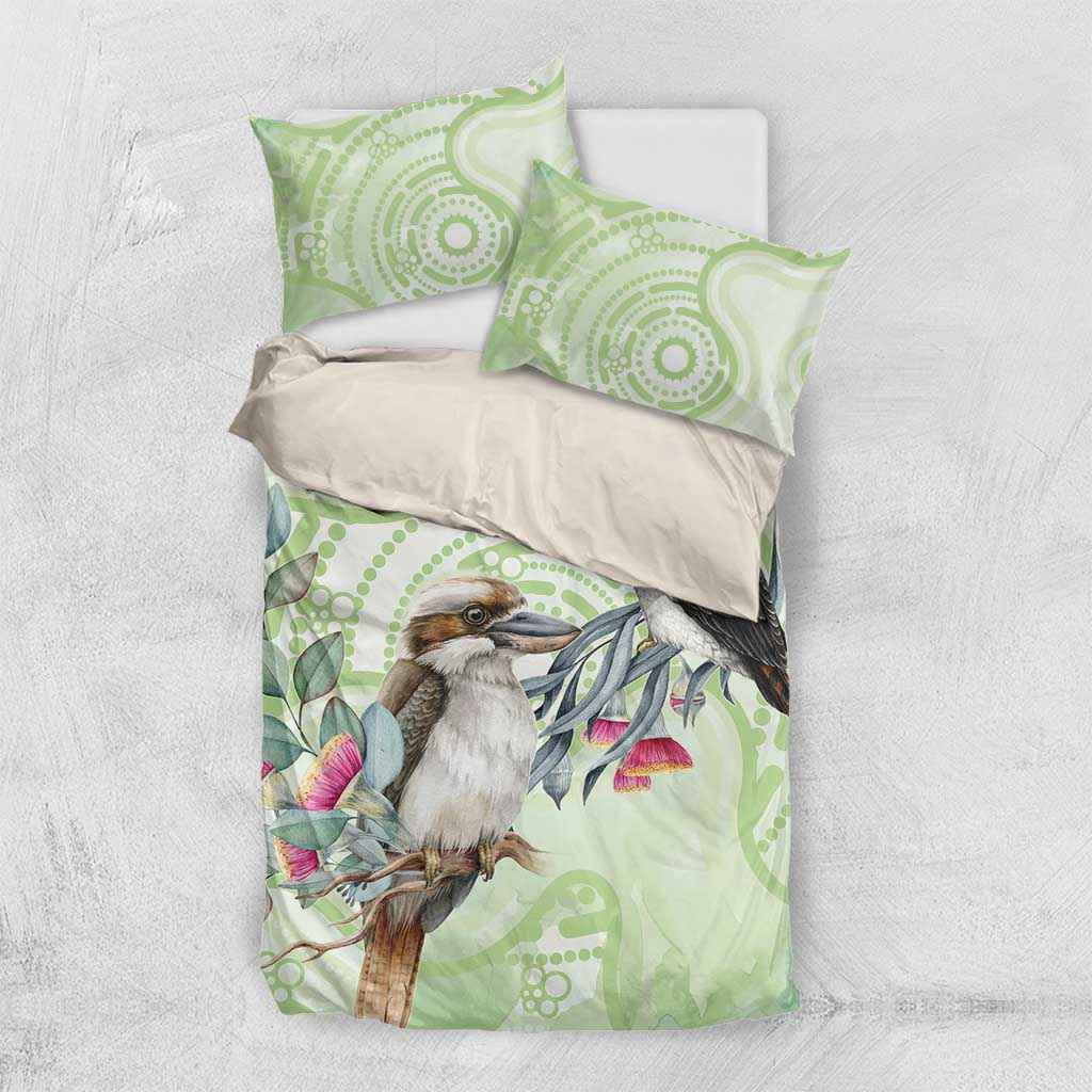 Australia Gumtree And Kookaburra Bedding Set Aboriginal Art - Watercolor Style - Vibe Hoodie Shop