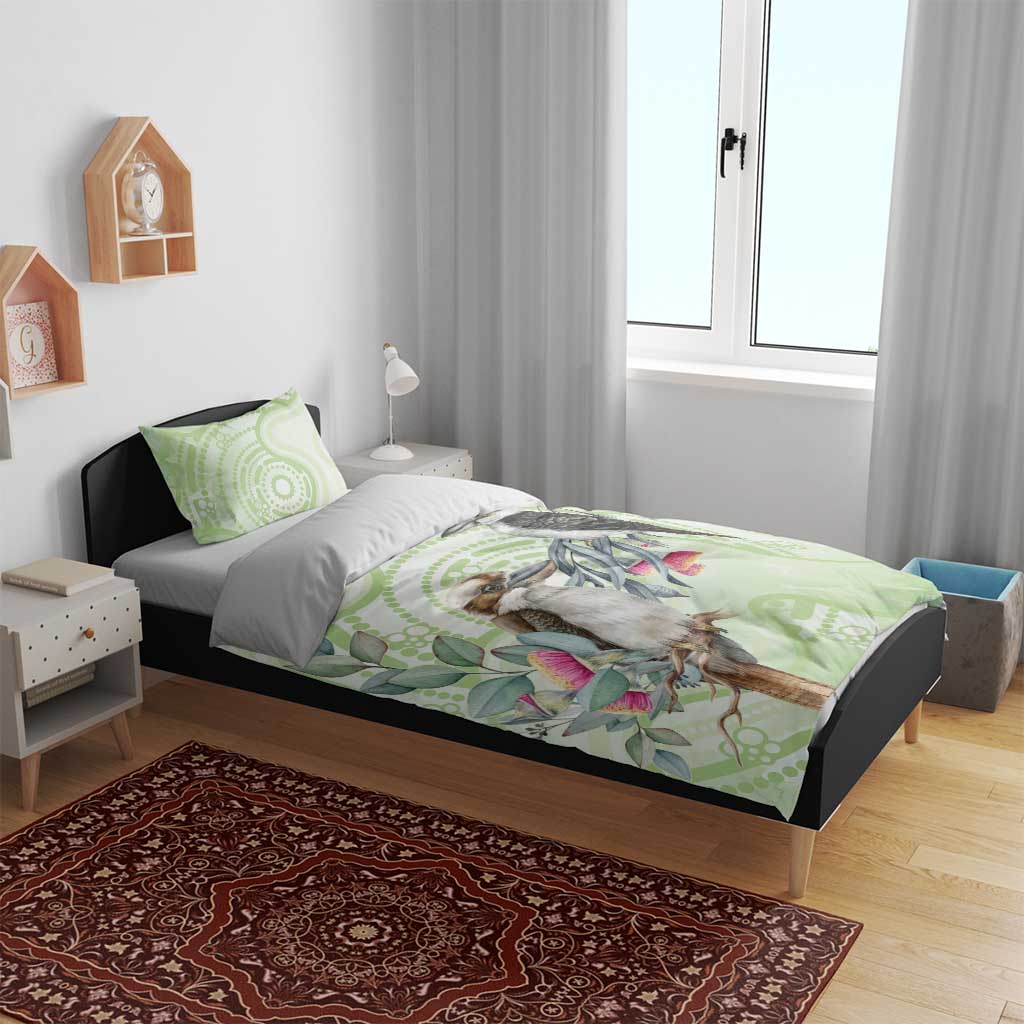 Australia Gumtree And Kookaburra Bedding Set Aboriginal Art - Watercolor Style - Vibe Hoodie Shop
