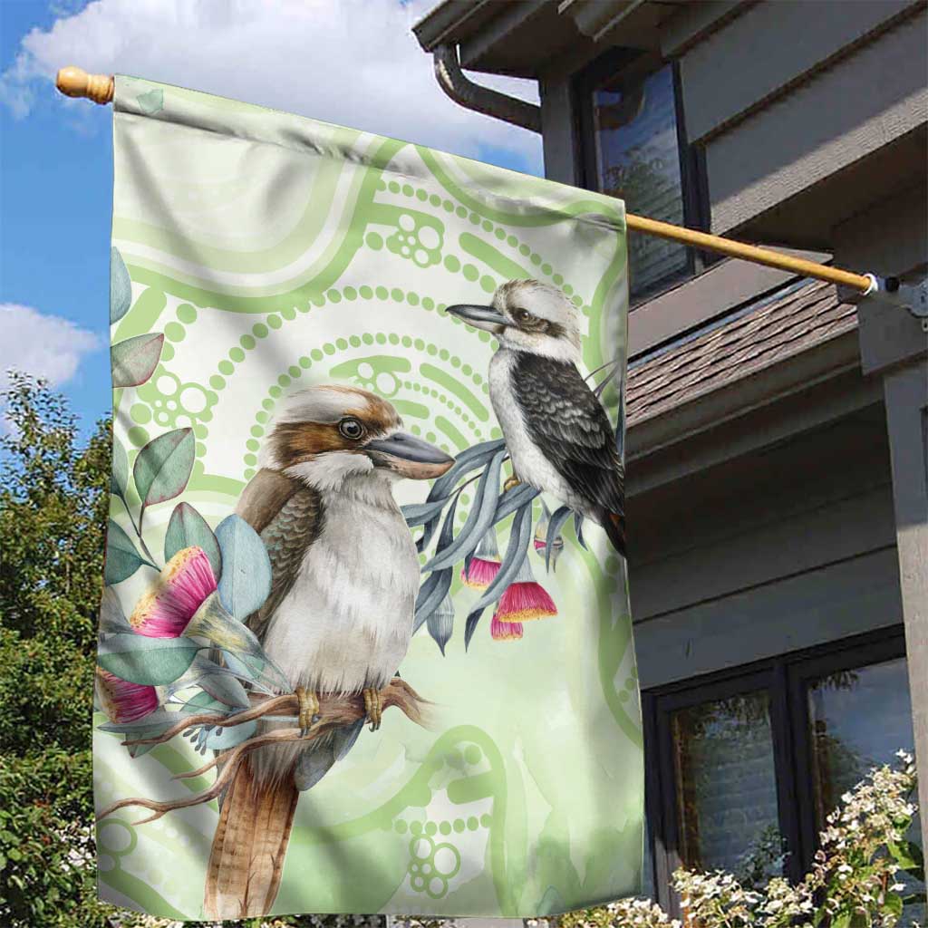 Australia Gumtree And Kookaburra Garden Flag Aboriginal Art - Watercolor Style - Vibe Hoodie Shop