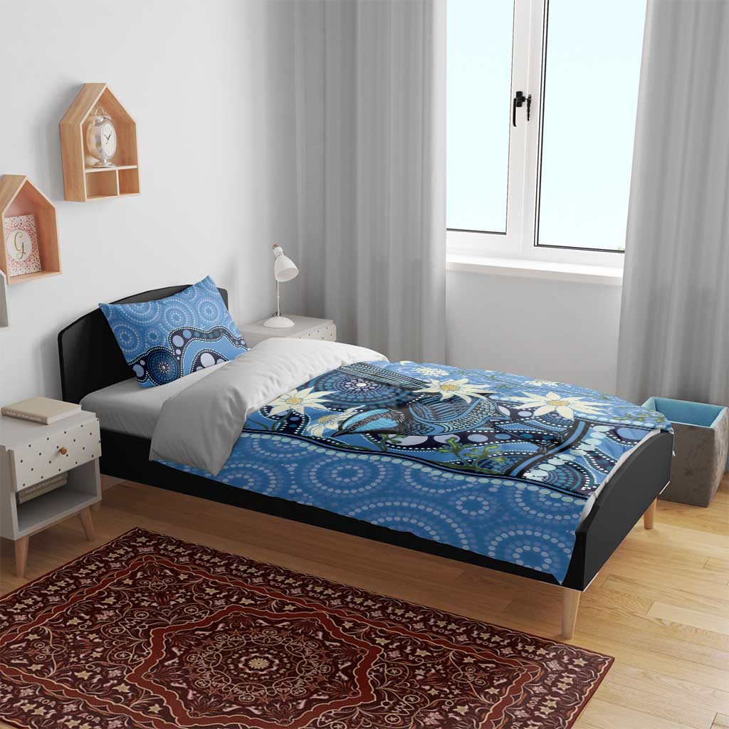 Australia Flannel Flower With Superb Fairy-wren Bedding Set Aboriginal Art - Vibe Hoodie Shop