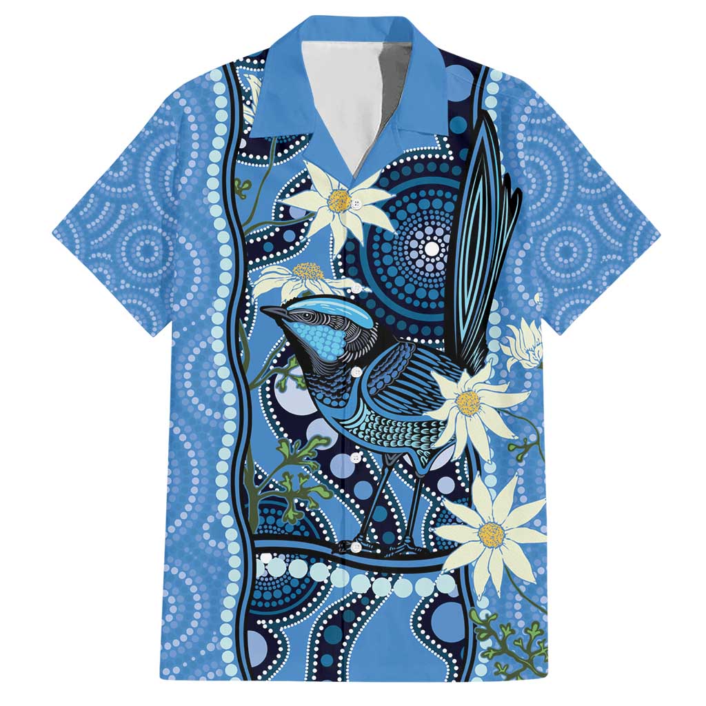 Australia Flannel Flower With Superb Fairy-wren Hawaiian Shirt Aboriginal Art - Vibe Hoodie Shop