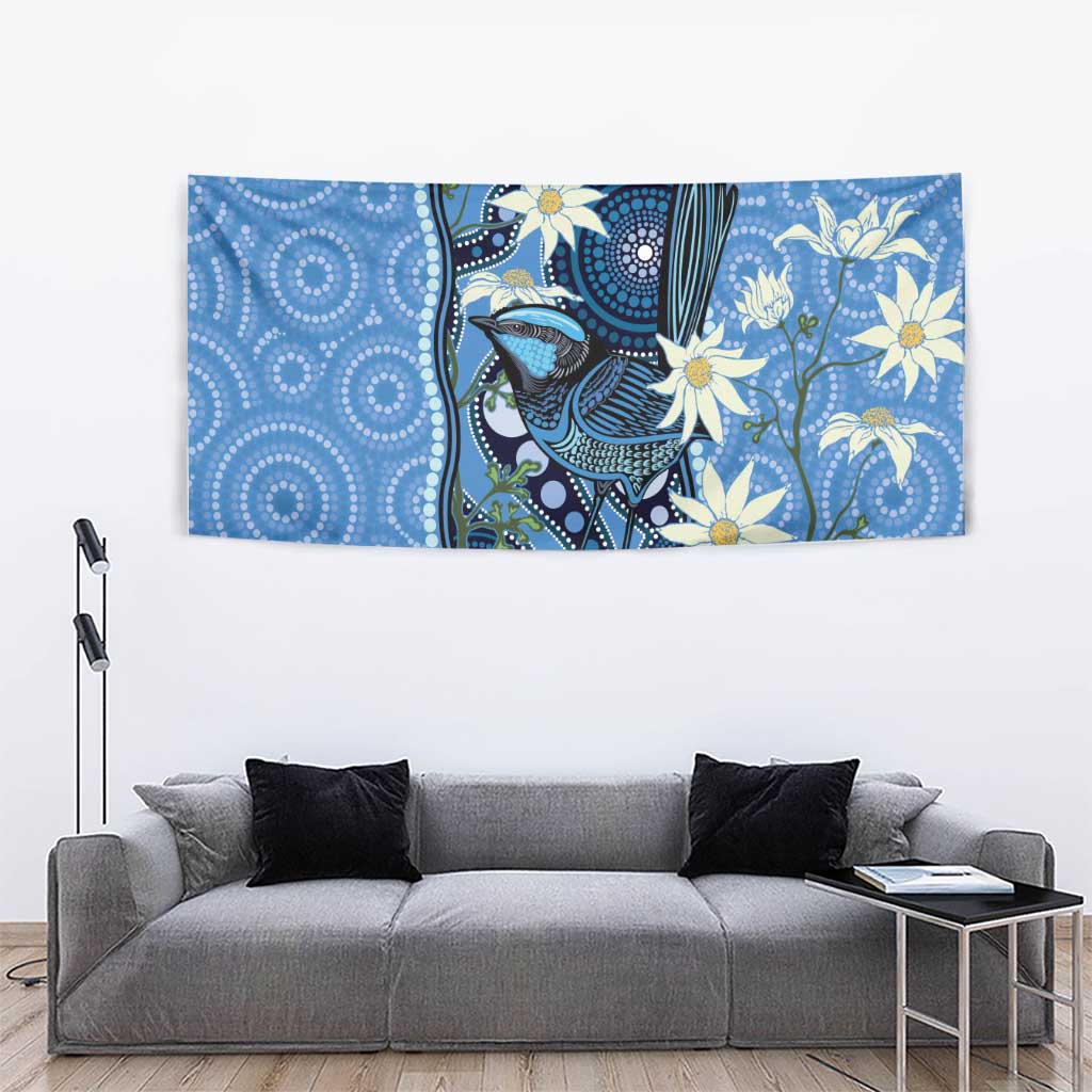 Australia Flannel Flower With Superb Fairy-wren Tapestry Aboriginal Art - Vibe Hoodie Shop