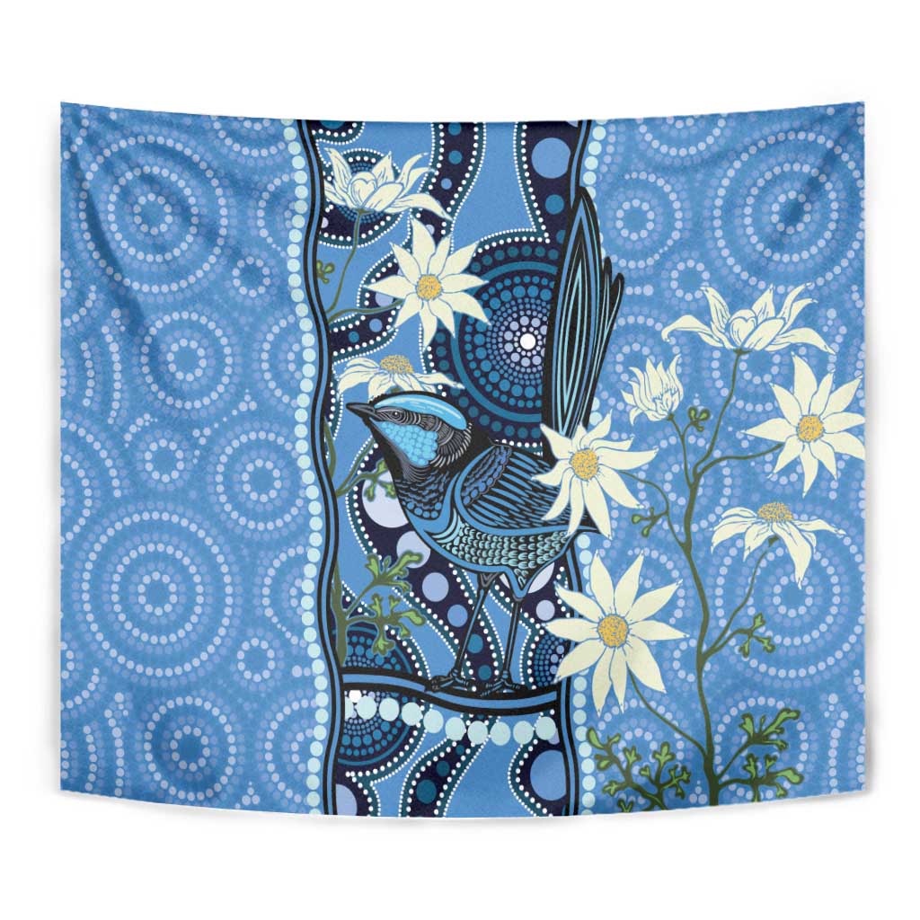 Australia Flannel Flower With Superb Fairy-wren Tapestry Aboriginal Art - Vibe Hoodie Shop