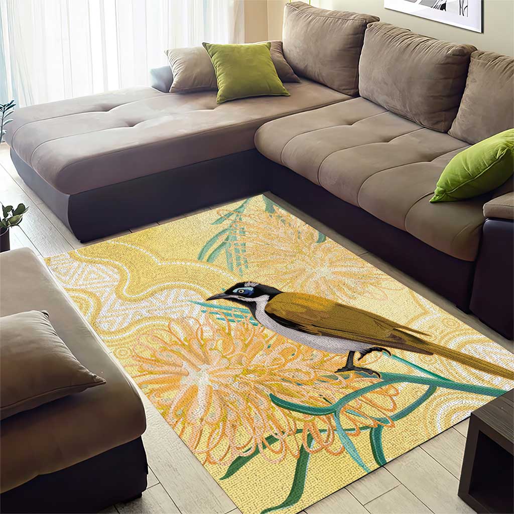 Australia Grevillea And Honeyeaters Area Rug Aboriginal Art - Watercolor Style - Vibe Hoodie Shop