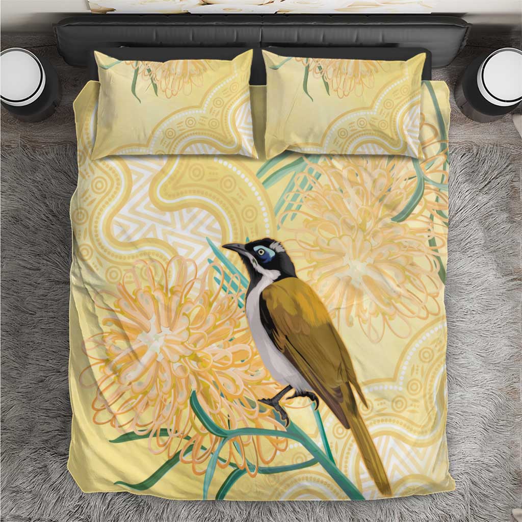 Australia Grevillea And Honeyeaters Bedding Set Aboriginal Art - Watercolor Style - Vibe Hoodie Shop