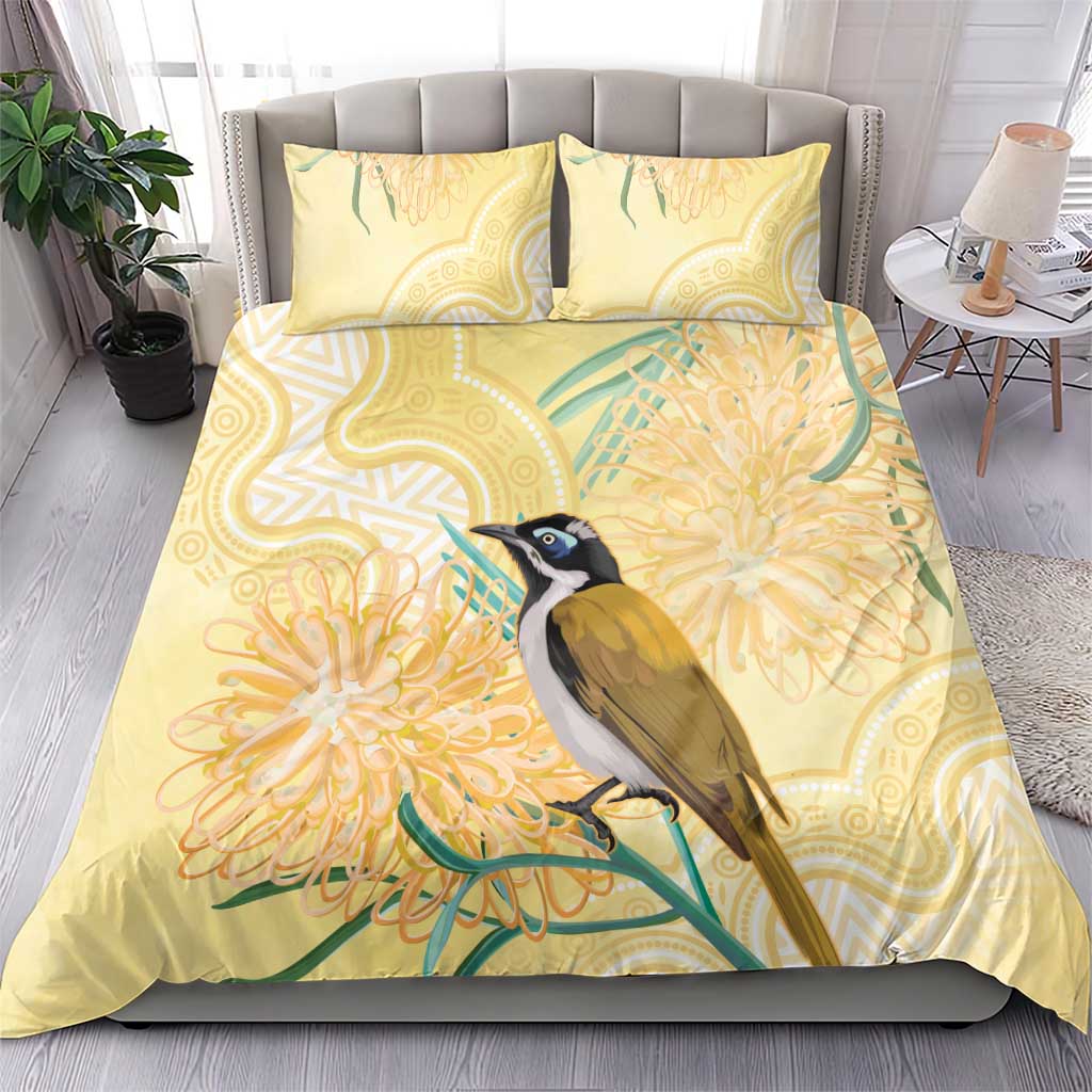 Australia Grevillea And Honeyeaters Bedding Set Aboriginal Art - Watercolor Style - Vibe Hoodie Shop