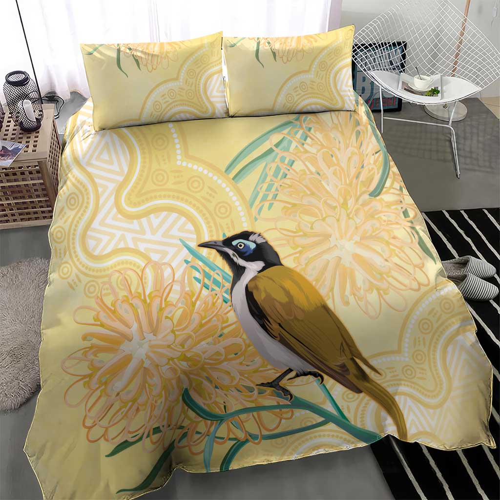 Australia Grevillea And Honeyeaters Bedding Set Aboriginal Art - Watercolor Style - Vibe Hoodie Shop