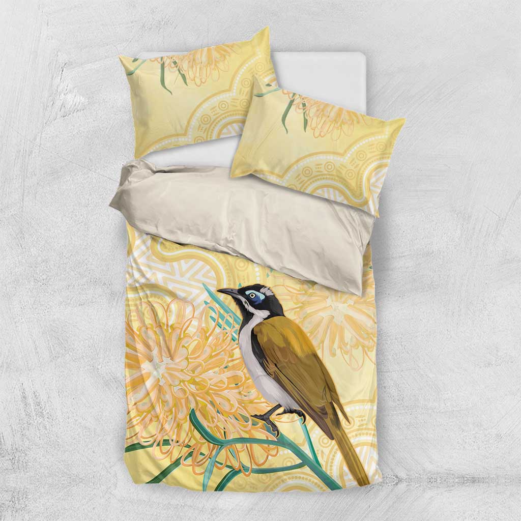 Australia Grevillea And Honeyeaters Bedding Set Aboriginal Art - Watercolor Style - Vibe Hoodie Shop