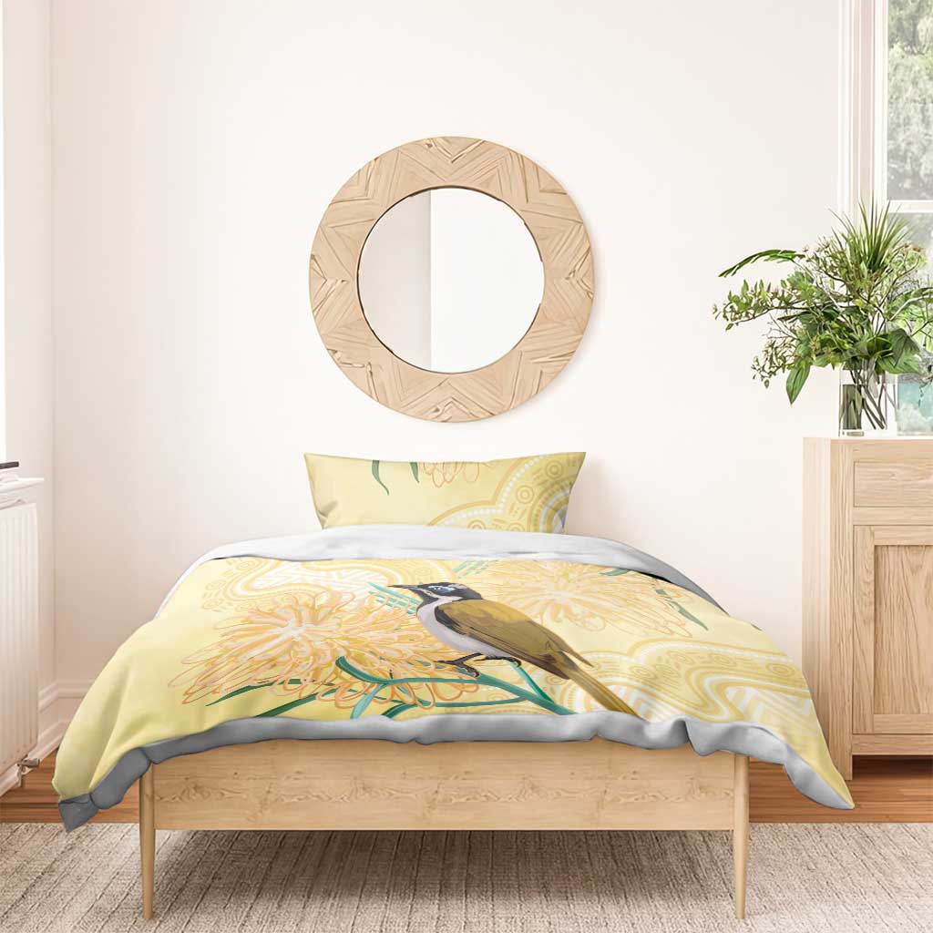Australia Grevillea And Honeyeaters Bedding Set Aboriginal Art - Watercolor Style - Vibe Hoodie Shop