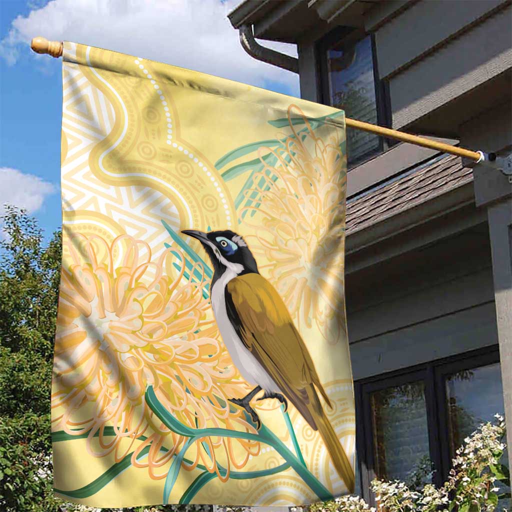 Australia Grevillea And Honeyeaters Garden Flag Aboriginal Art - Watercolor Style - Vibe Hoodie Shop