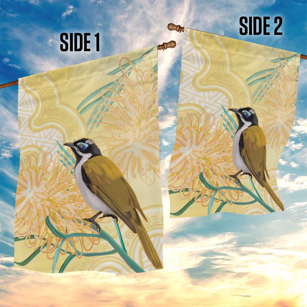 Australia Grevillea And Honeyeaters Garden Flag Aboriginal Art - Watercolor Style - Vibe Hoodie Shop