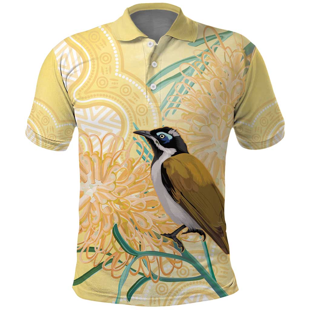 Australia Grevillea And Honeyeaters Polo Shirt Aboriginal Art - Watercolor Style - Vibe Hoodie Shop