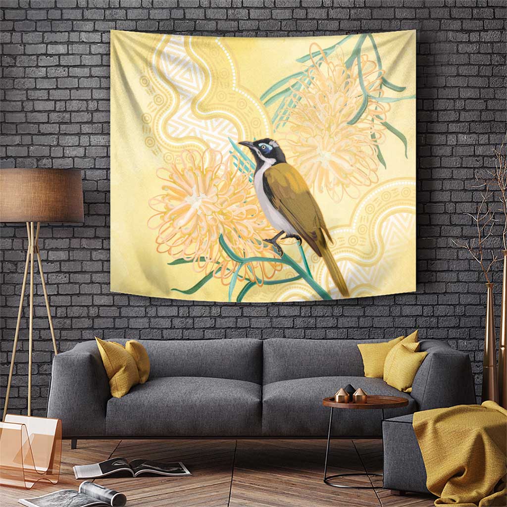 Australia Grevillea And Honeyeaters Tapestry Aboriginal Art - Watercolor Style - Vibe Hoodie Shop