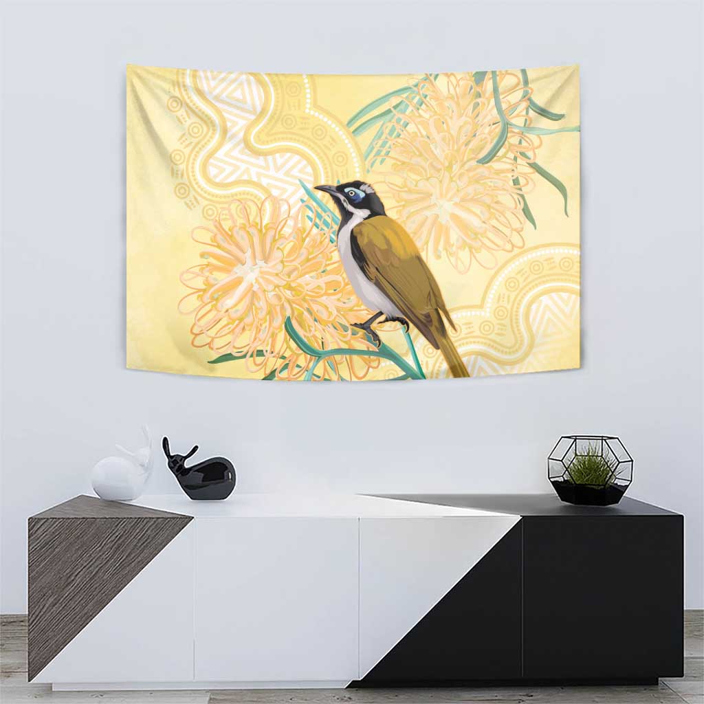 Australia Grevillea And Honeyeaters Tapestry Aboriginal Art - Watercolor Style - Vibe Hoodie Shop