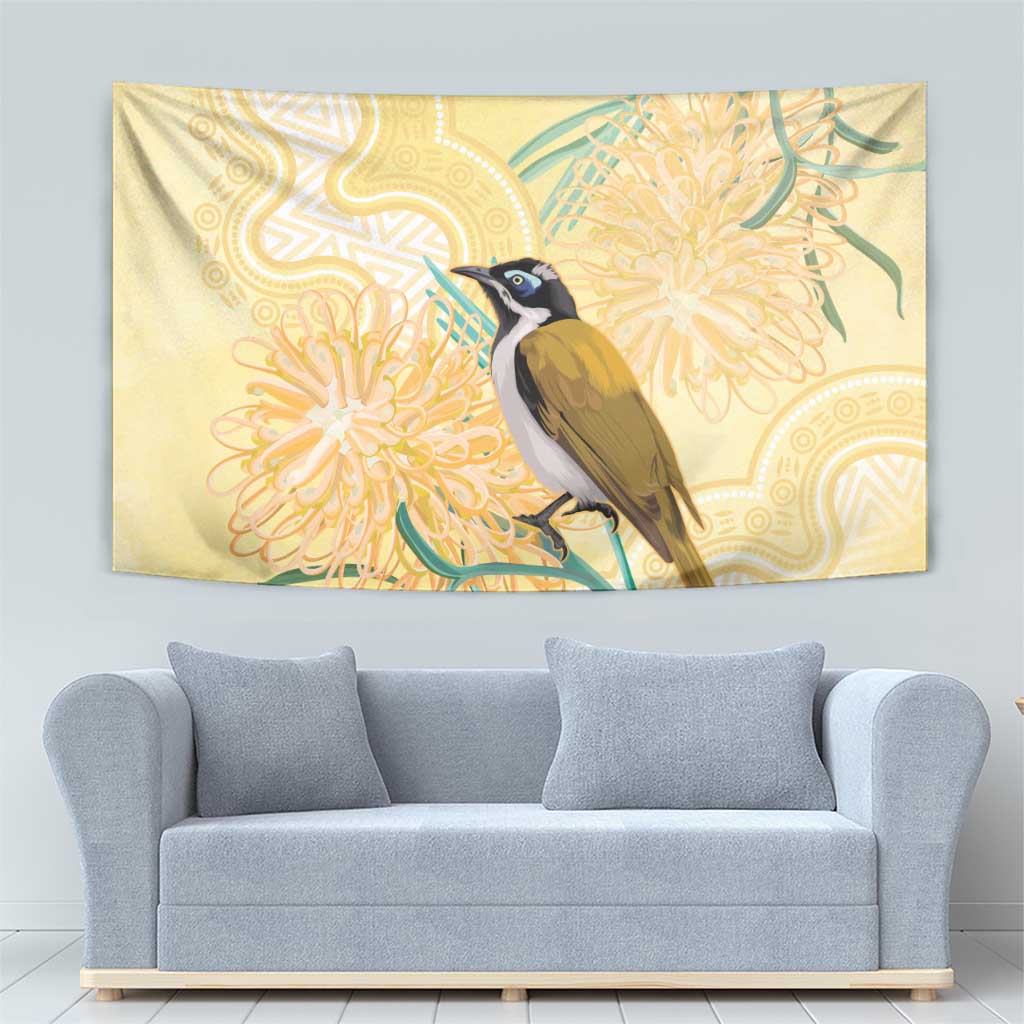 Australia Grevillea And Honeyeaters Tapestry Aboriginal Art - Watercolor Style - Vibe Hoodie Shop