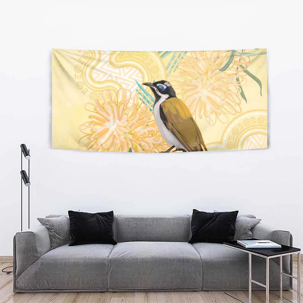 Australia Grevillea And Honeyeaters Tapestry Aboriginal Art - Watercolor Style - Vibe Hoodie Shop