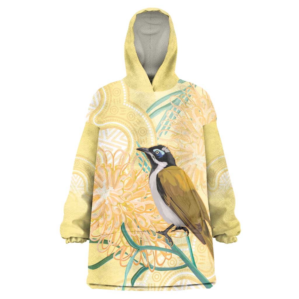 Australia Grevillea And Honeyeaters Wearable Blanket Hoodie Aboriginal Art - Watercolor Style - Vibe Hoodie Shop