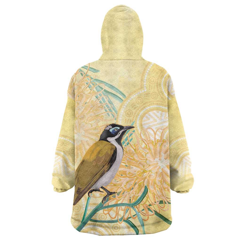 Australia Grevillea And Honeyeaters Wearable Blanket Hoodie Aboriginal Art - Watercolor Style - Vibe Hoodie Shop