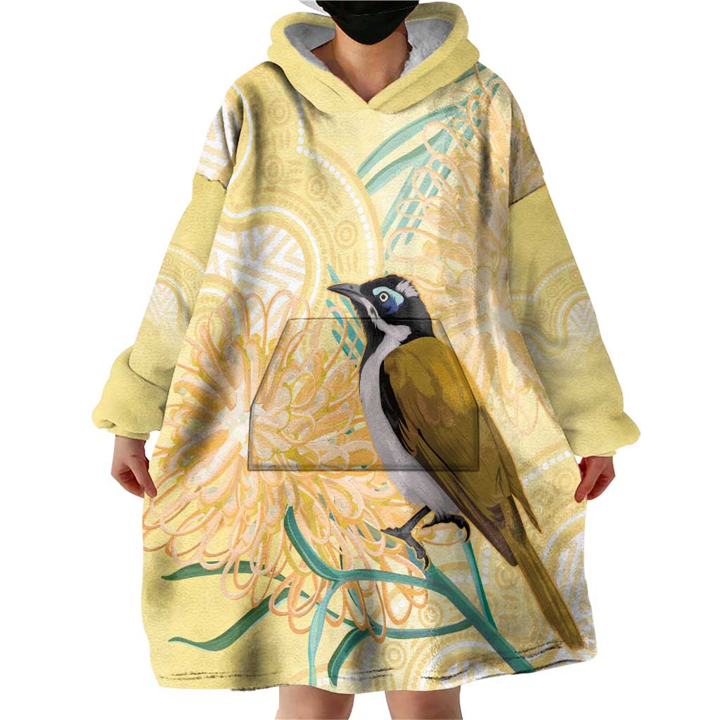 Australia Grevillea And Honeyeaters Wearable Blanket Hoodie Aboriginal Art - Watercolor Style - Vibe Hoodie Shop