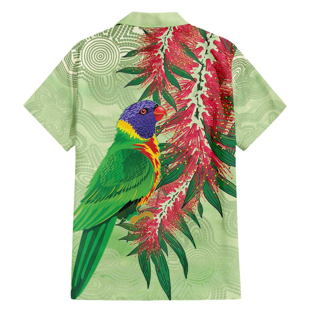 Australia Bottlebrush And Lorikeets Hawaiian Shirt Aboriginal Art - Watercolor Style - Vibe Hoodie Shop