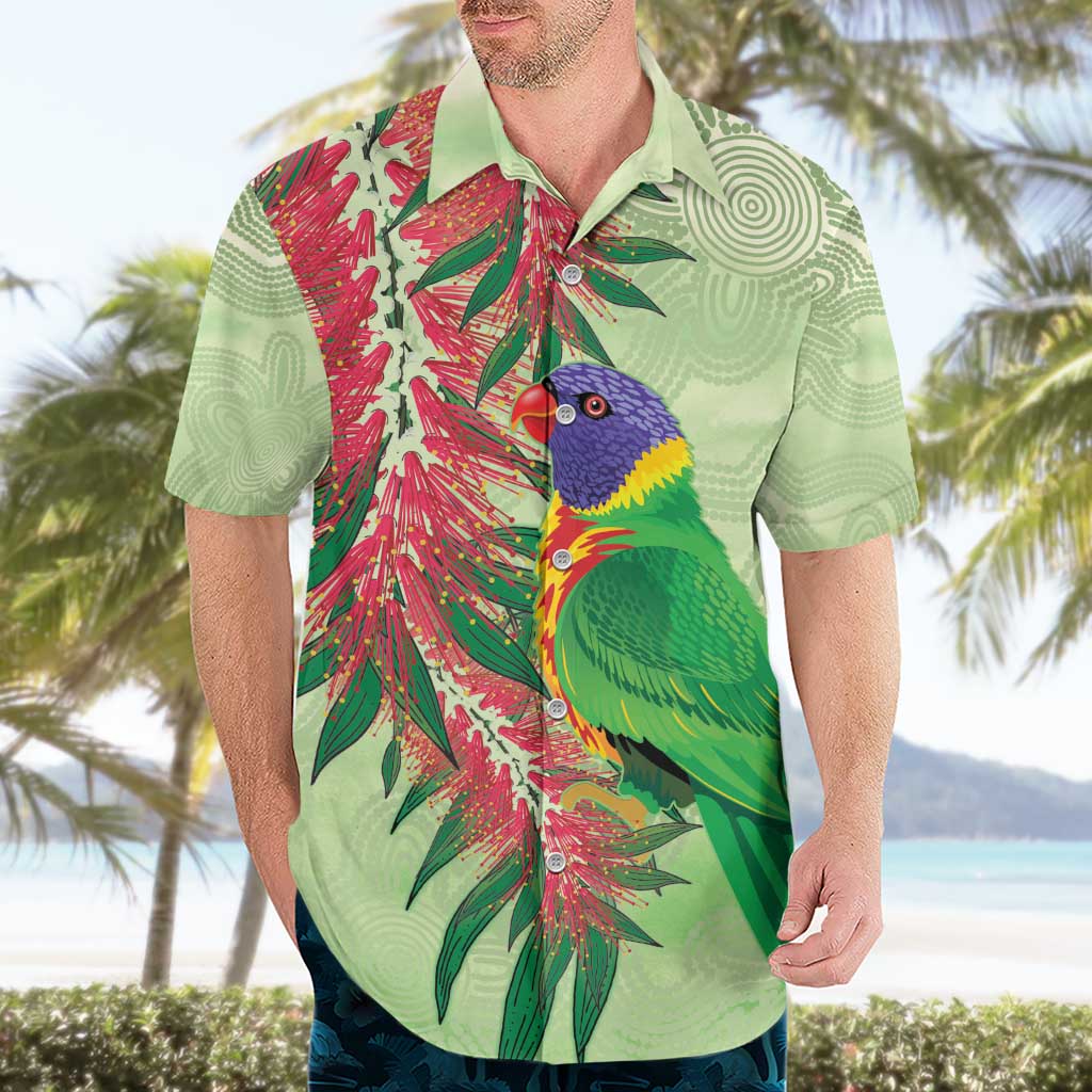 Australia Bottlebrush And Lorikeets Hawaiian Shirt Aboriginal Art - Watercolor Style - Vibe Hoodie Shop