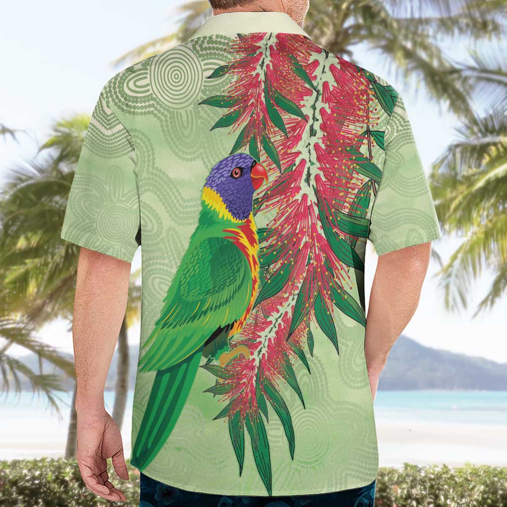 Australia Bottlebrush And Lorikeets Hawaiian Shirt Aboriginal Art - Watercolor Style - Vibe Hoodie Shop