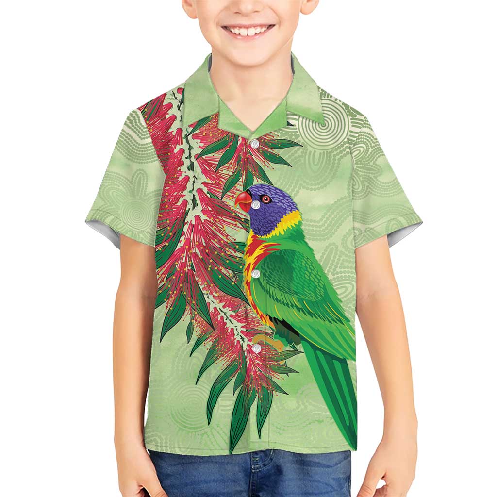 Australia Bottlebrush And Lorikeets Hawaiian Shirt Aboriginal Art - Watercolor Style - Vibe Hoodie Shop