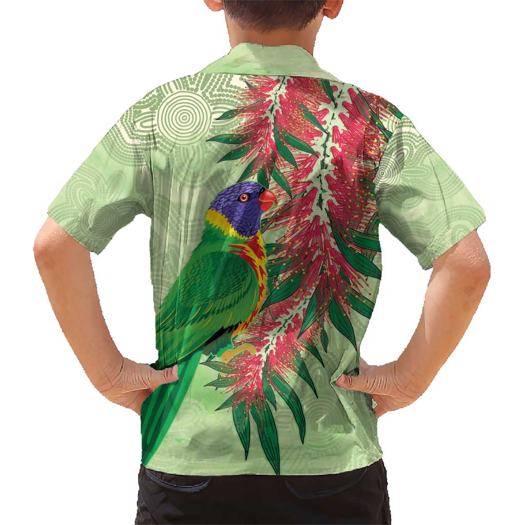 Australia Bottlebrush And Lorikeets Hawaiian Shirt Aboriginal Art - Watercolor Style - Vibe Hoodie Shop