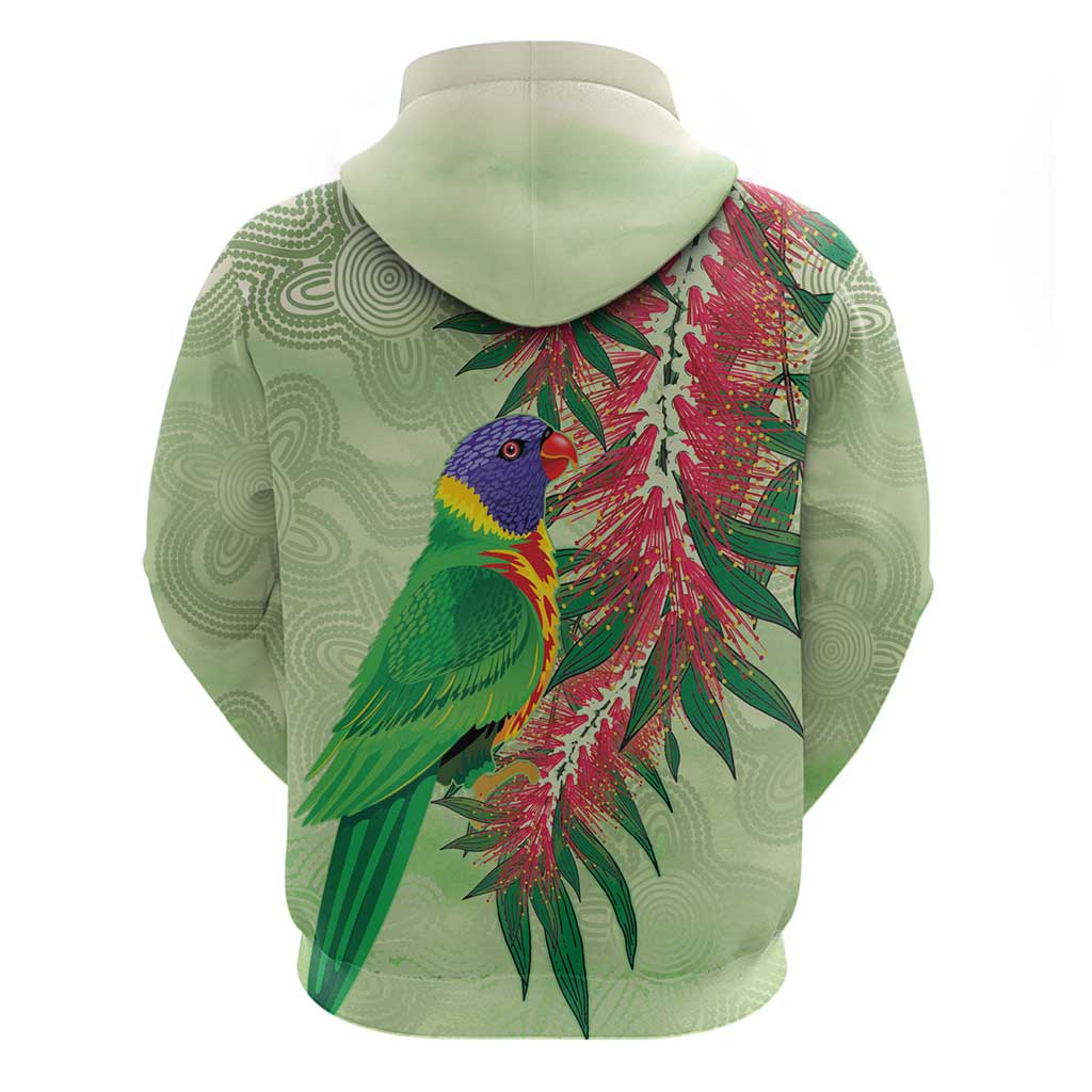 Australia Bottlebrush And Lorikeets Hoodie Aboriginal Art - Watercolor Style - Vibe Hoodie Shop