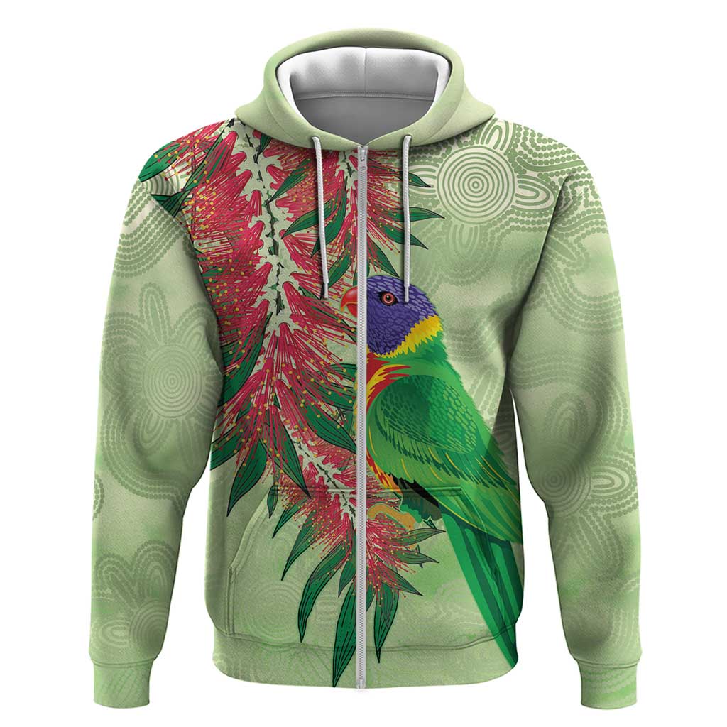 Australia Bottlebrush And Lorikeets Hoodie Aboriginal Art - Watercolor Style - Vibe Hoodie Shop