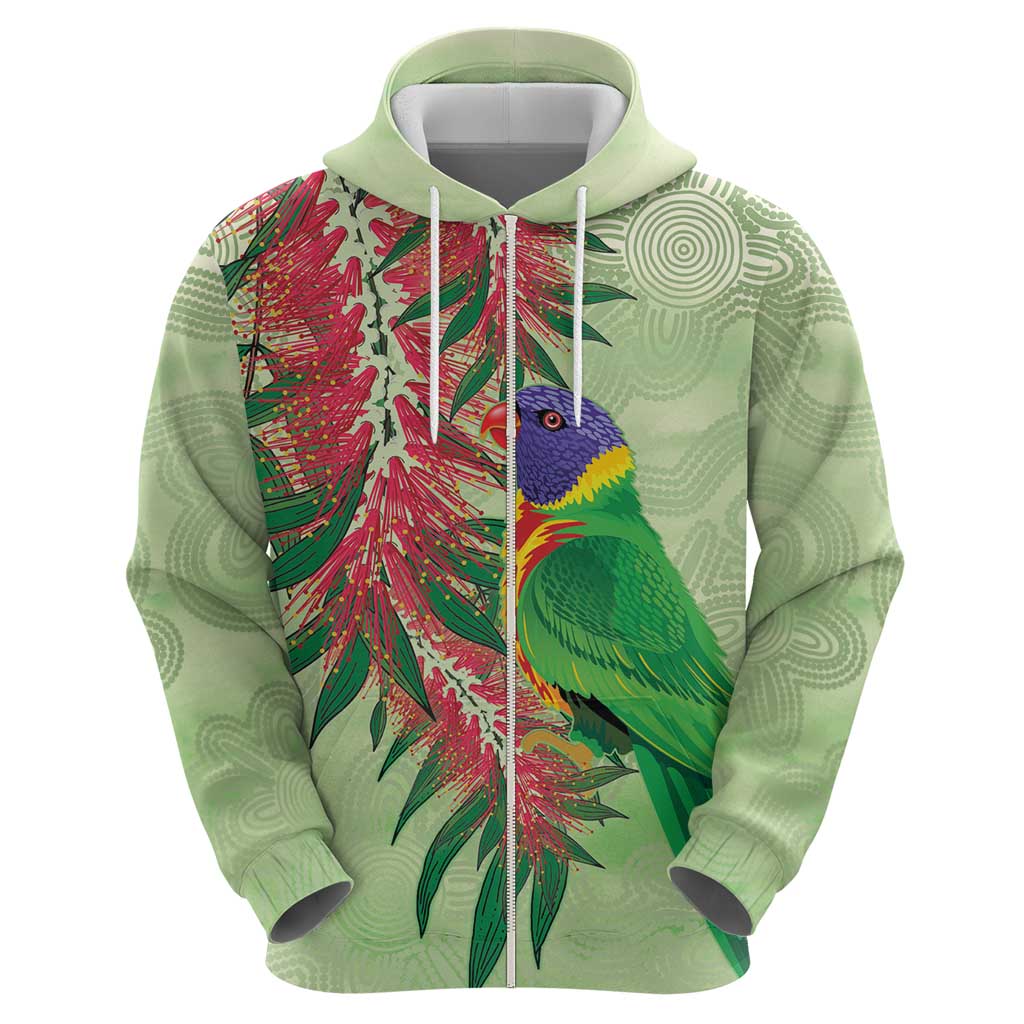 Australia Bottlebrush And Lorikeets Hoodie Aboriginal Art - Watercolor Style - Vibe Hoodie Shop