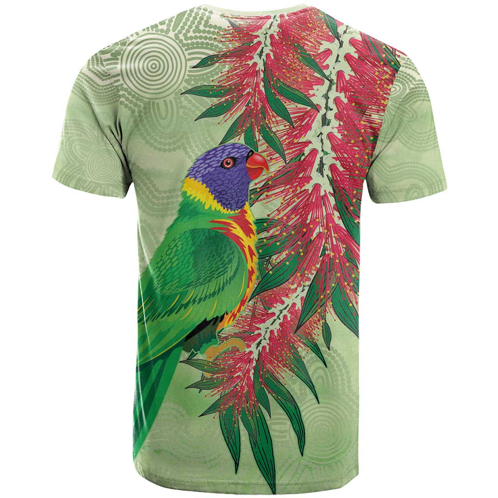 Australia Bottlebrush And Lorikeets T Shirt Aboriginal Art - Watercolor Style - Vibe Hoodie Shop