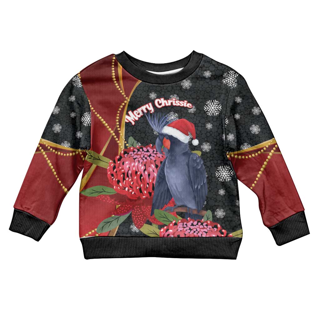 Australia Palm Cockatoo Christmas Kid Ugly Christmas Sweater Probosciger Aterrimus Waratah Merry Chrissie - Vibe Hoodie