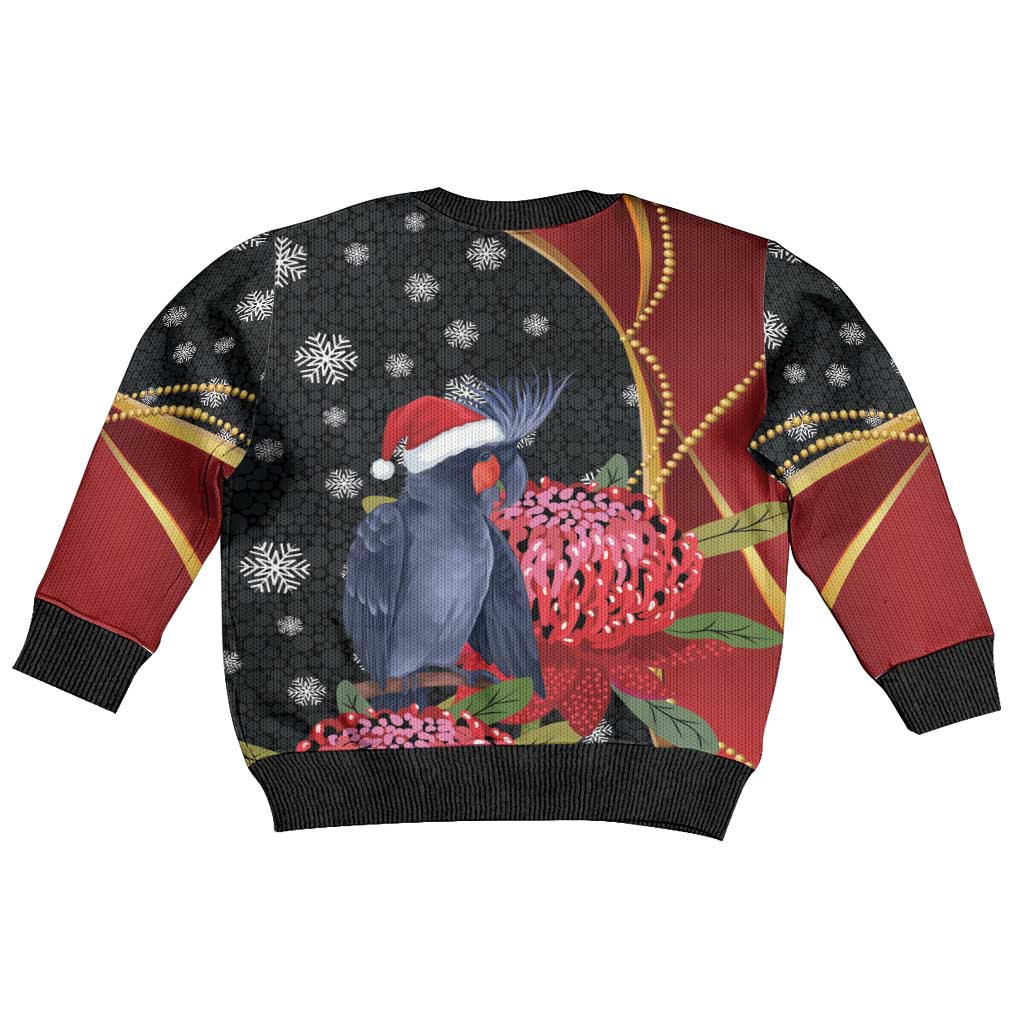 Australia Palm Cockatoo Christmas Kid Ugly Christmas Sweater Probosciger Aterrimus Waratah Merry Chrissie - Vibe Hoodie