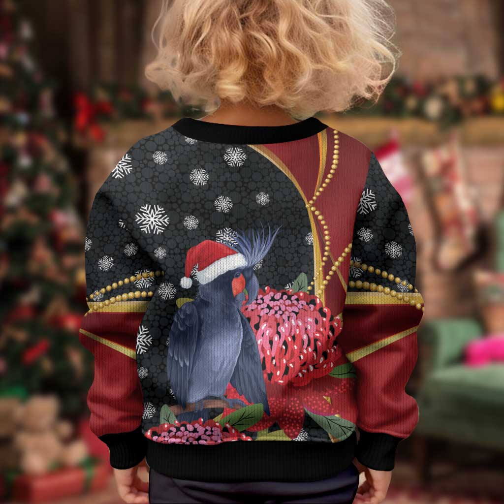 Australia Palm Cockatoo Christmas Kid Ugly Christmas Sweater Probosciger Aterrimus Waratah Merry Chrissie - Vibe Hoodie